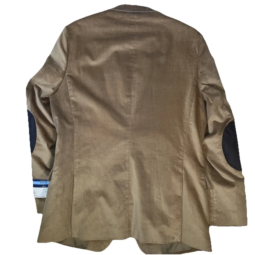NWT Stafford Corduroy Sport Coat Mens 48 Long Stafford Tan Classic Fit Stretch